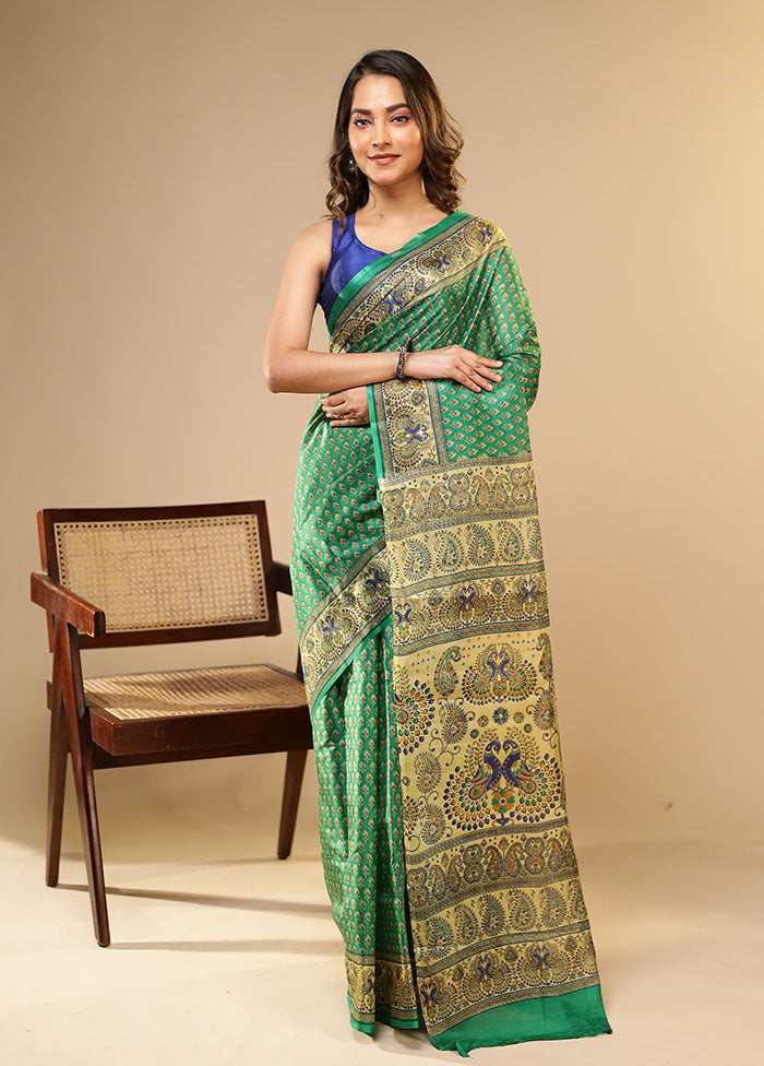 Puja to Party Duo – Maroon Banarasi & Green Printed Silk Sarees