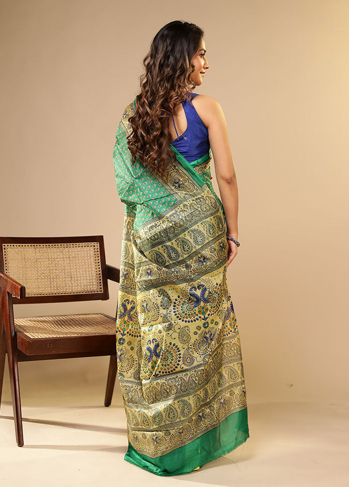 Puja to Party Duo – Maroon Banarasi & Green Printed Silk Sarees