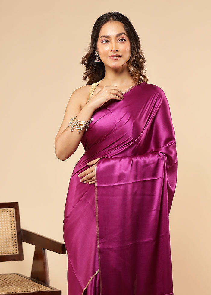 Purple Printed Pure Silk Saree With Blouse Piece