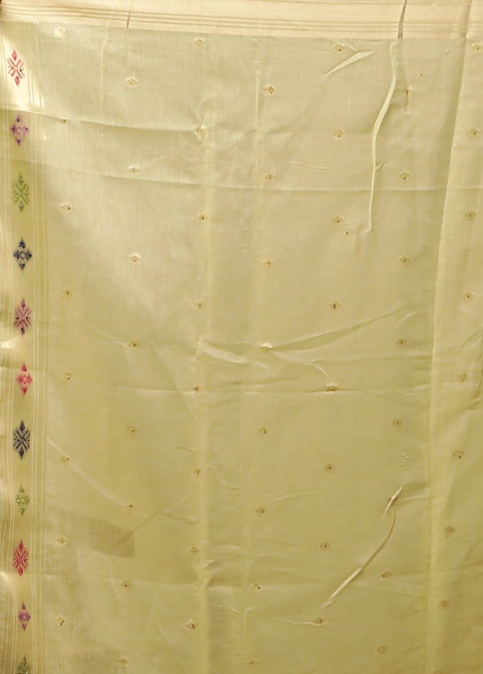 Green Linen Silk Saree With Blouse Piece