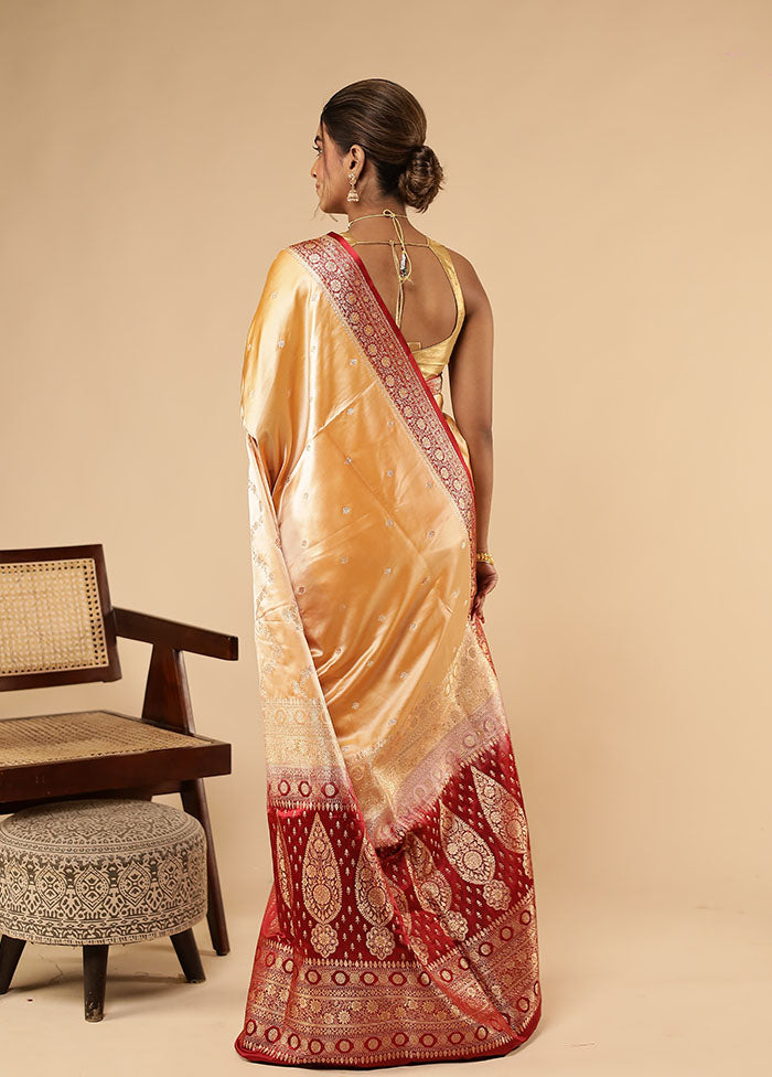 Cream Banarasi Silk Saree With Blouse Piece