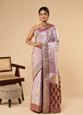 Purple Banarasi Silk Saree With Blouse Piece