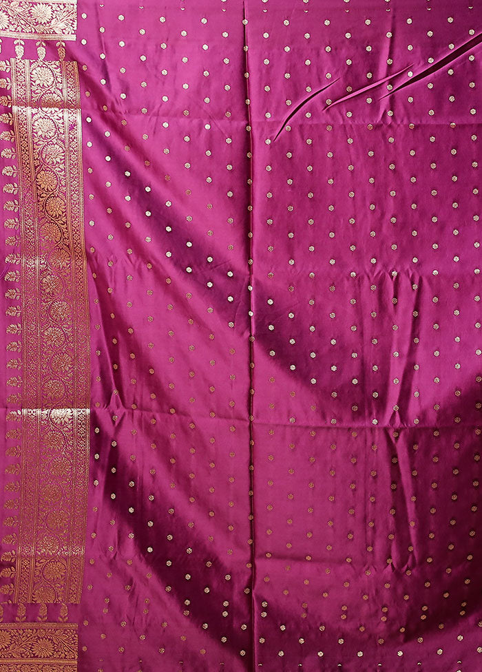Purple Banarasi Silk Saree With Blouse Piece