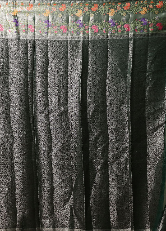 Green Handloom Dupion Pure Silk Saree With Blouse Piece