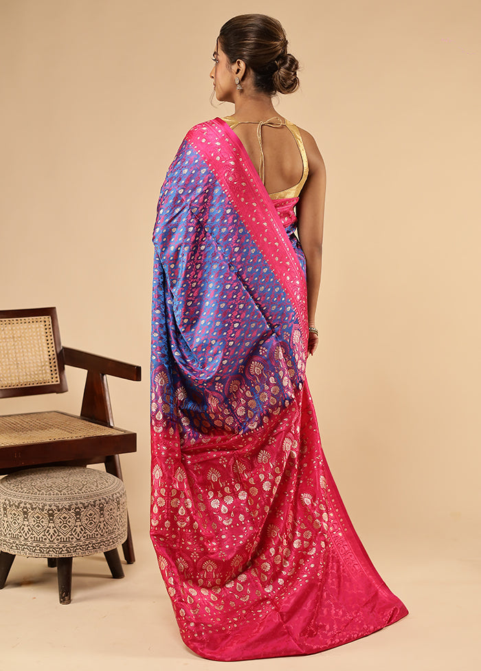 Blue Tanchoi Silk Saree With Blouse Piece