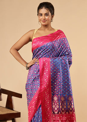 Blue Tanchoi Silk Saree With Blouse Piece