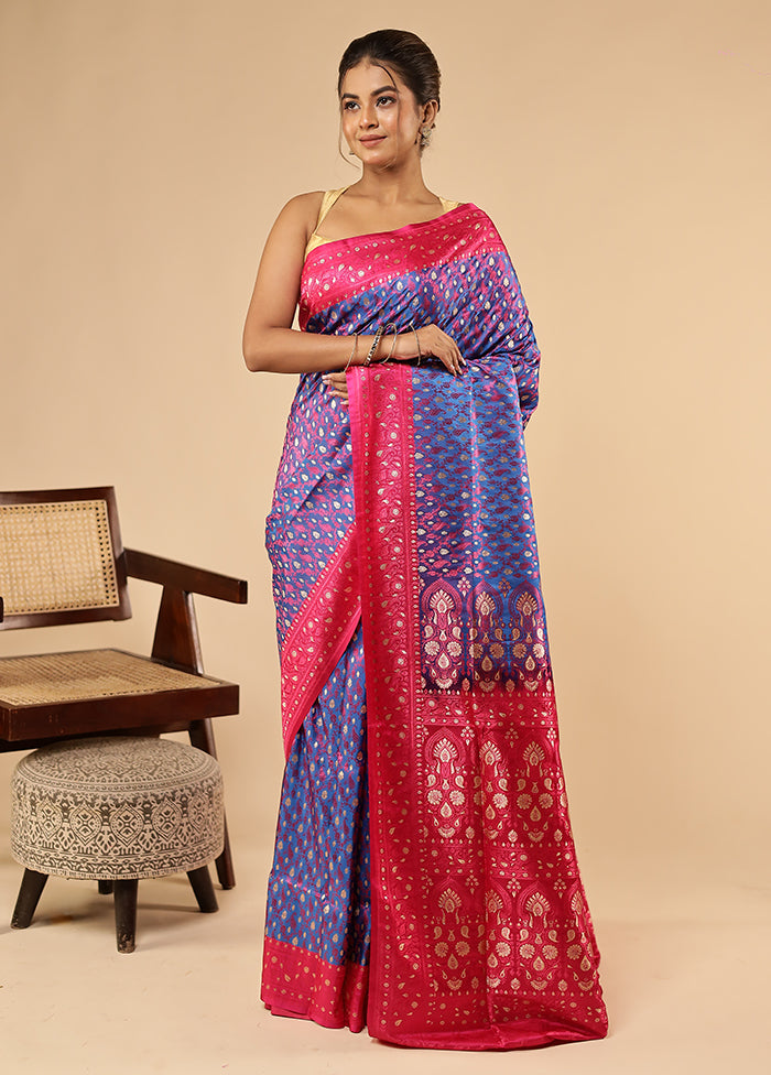 Blue Tanchoi Silk Saree With Blouse Piece