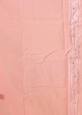 Pink Khadi Cotton Saree With Blouse Piece