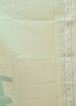 Green Khadi Cotton Saree With Blouse Piece