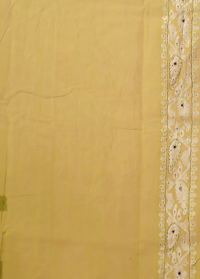 Green Khadi Cotton Saree With Blouse Piece