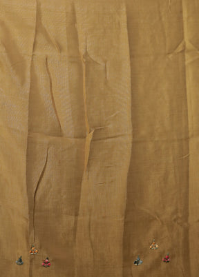 Cream Linen Silk Saree With Blouse Piece