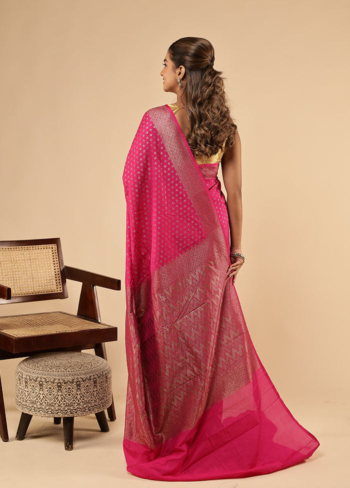 Pink Dupion Silk Saree With Blouse Piece