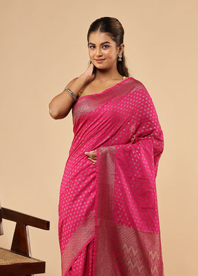 Pink Dupion Silk Saree With Blouse Piece