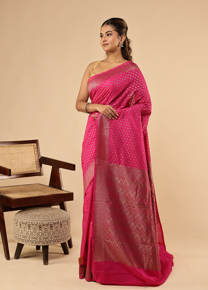 Pink Dupion Silk Saree With Blouse Piece