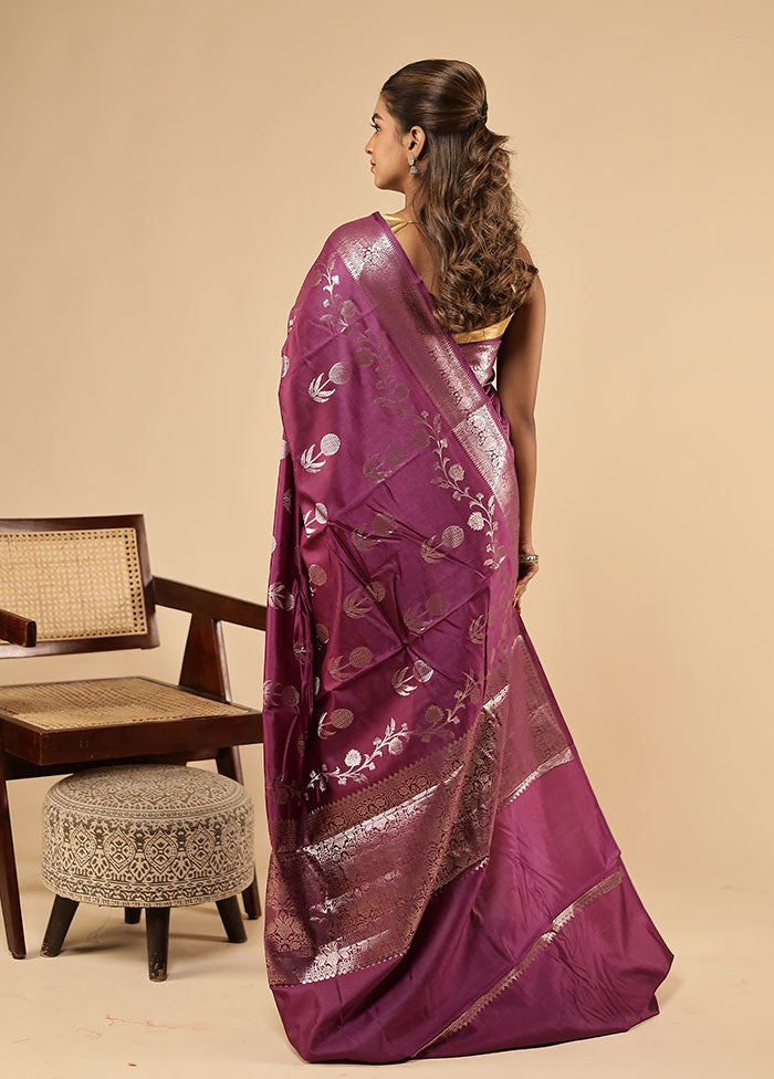 Purple Dupion Silk Saree With Blouse Piece