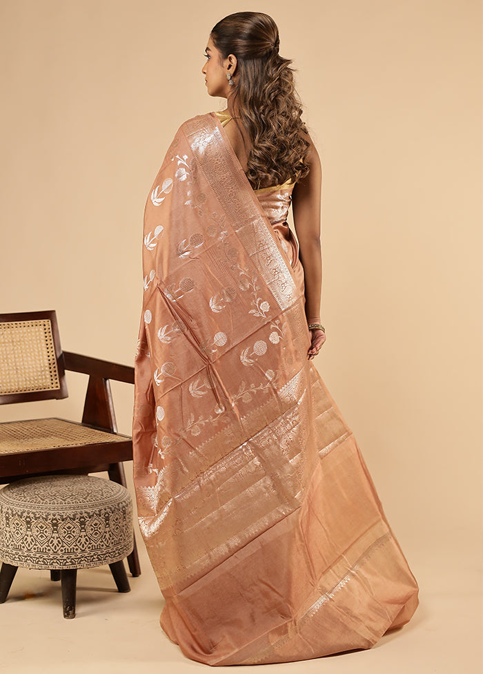 Rust Dupion Silk Saree With Blouse Piece