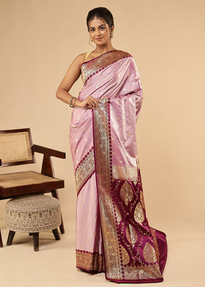 Purple Banarasi Silk Saree With Blouse Piece
