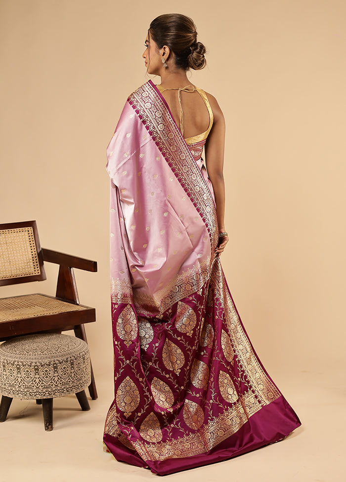 Purple Banarasi Silk Saree With Blouse Piece