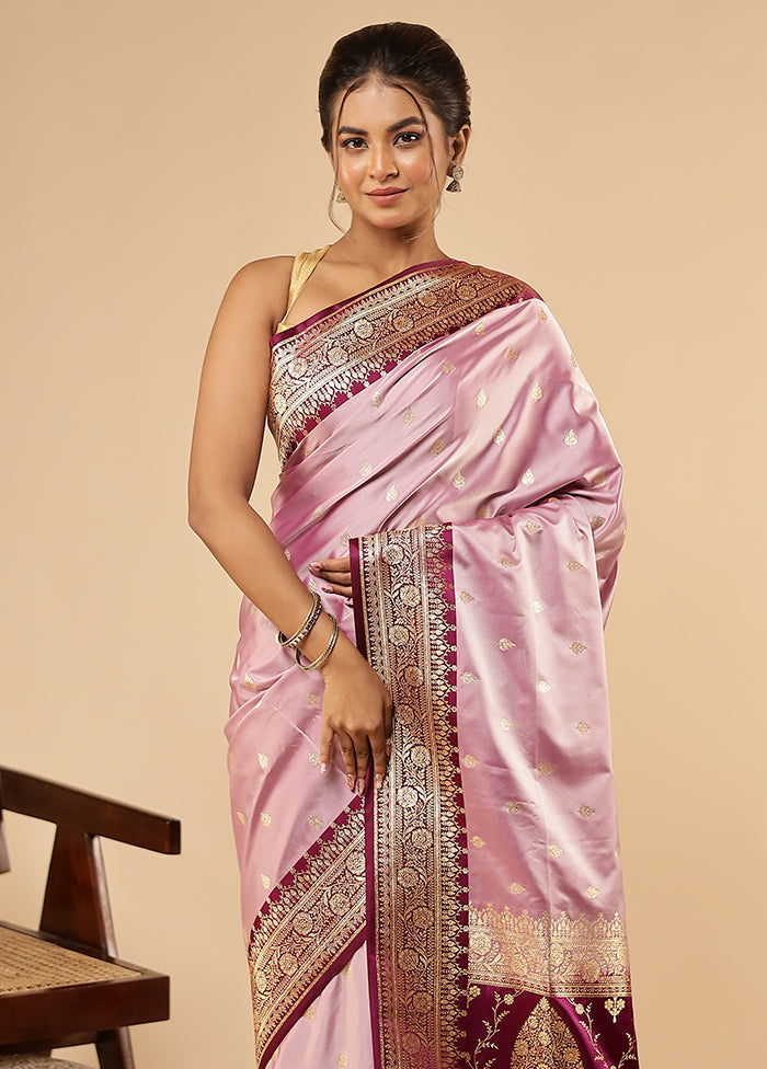 Purple Banarasi Silk Saree With Blouse Piece