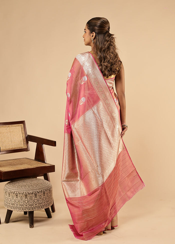 Pink Tissue Silk Saree With Blouse Piece