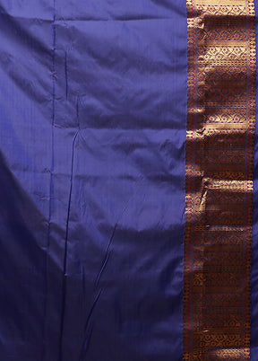 Blue Assam Silk Saree With Blouse Piece