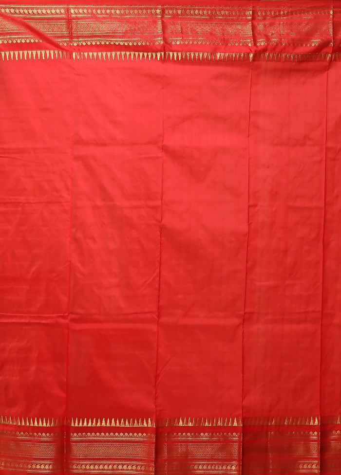 Cream Handloom Kanjivaram Pure Silk Saree With Blouse Piece