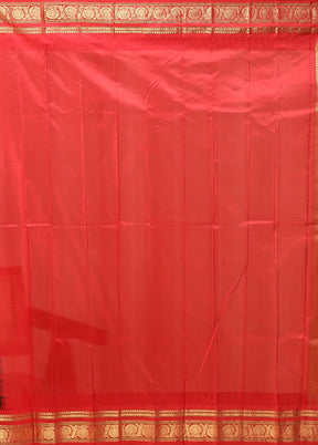Black Handloom Kanchipuram Pure Silk Saree With Blouse Piece