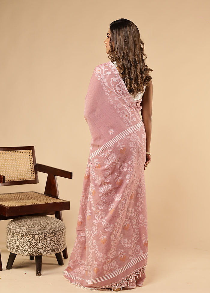 Pink Matka Silk Saree With Blouse Piece