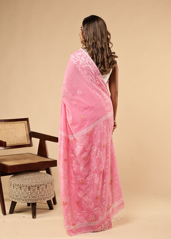 Pink Matka Silk Saree With Blouse Piece