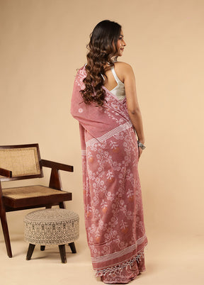Pink Matka Silk Saree With Blouse Piece