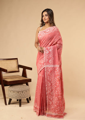 Pink Matka Silk Saree With Blouse Piece