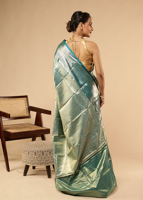 Green Kanjivaram Silk Saree With Blouse Piece