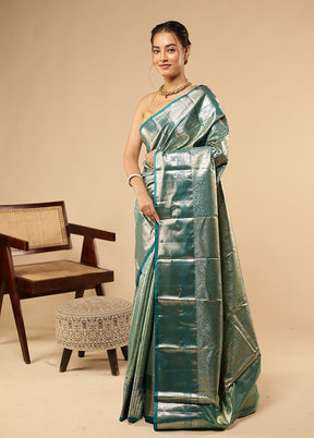 Green Kanjivaram Silk Saree With Blouse Piece