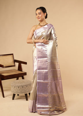 Gold Kanjivaram Silk Saree With Blouse Piece