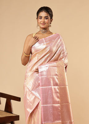 Pink Kanjivaram Silk Saree With Blouse Piece