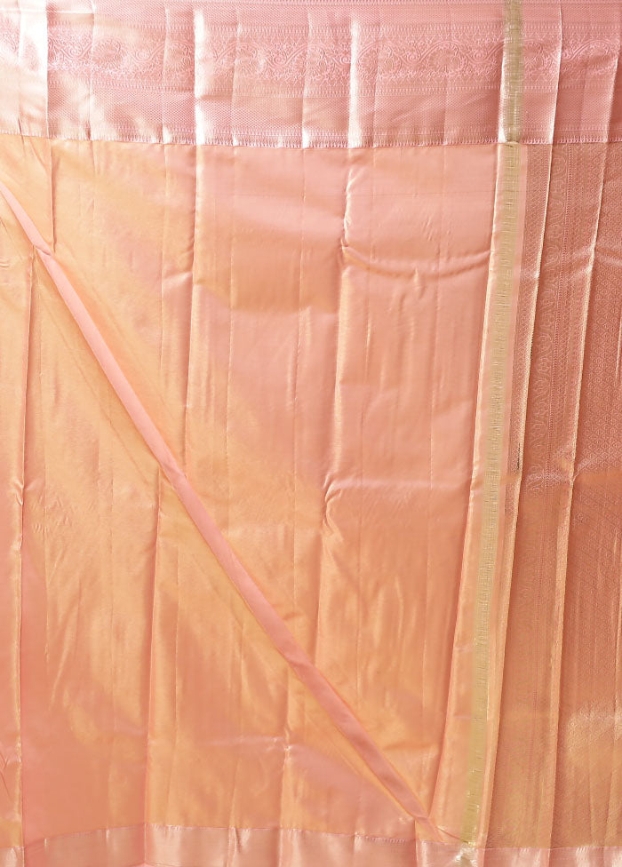 Pink Kanjivaram Silk Saree With Blouse Piece