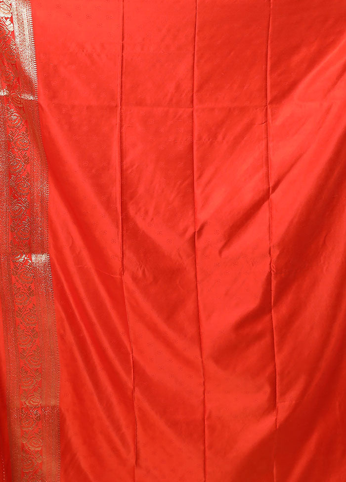 Red Dupion Silk Saree With Blouse Piece