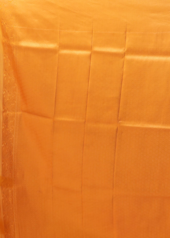 Orange Dupion Silk Saree With Blouse Piece