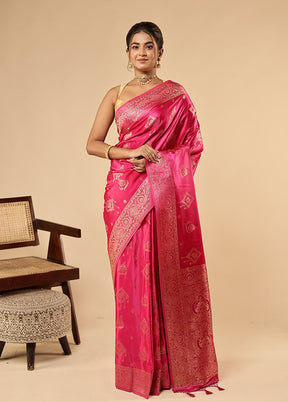 Pink Dupion Silk Saree With Blouse Piece