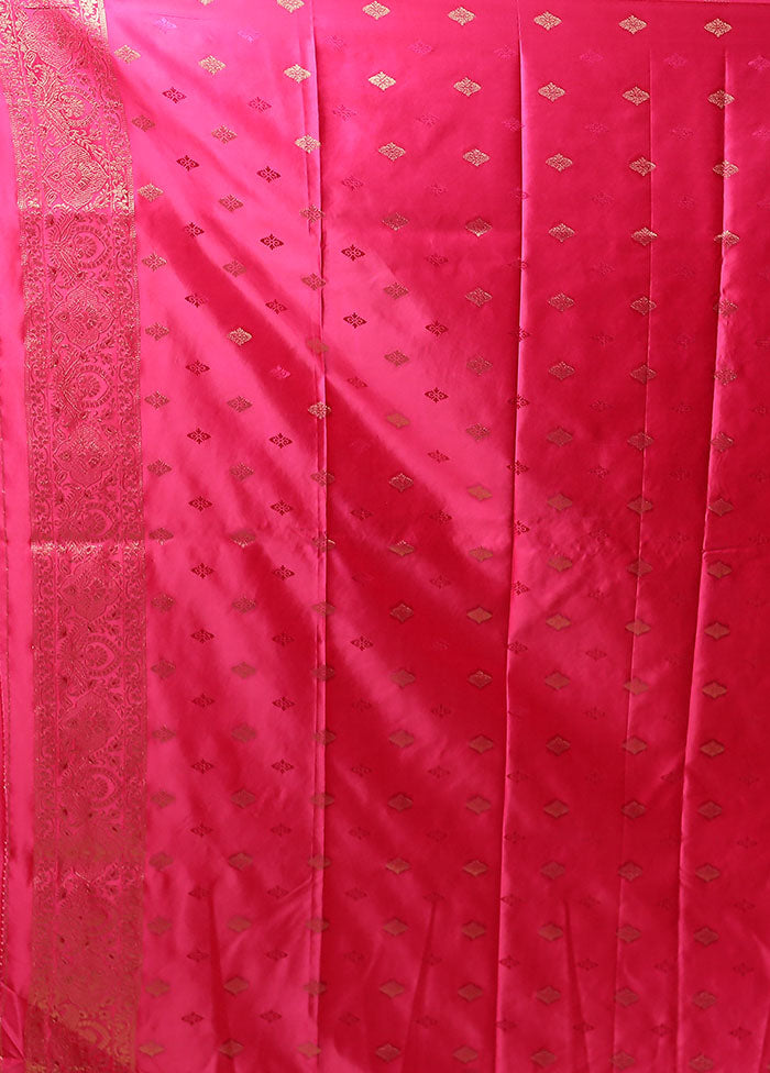 Pink Dupion Silk Saree With Blouse Piece
