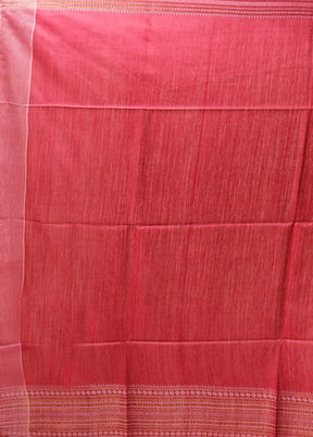 Pink Handloom Tussar Pure Silk Saree With Blouse Piece