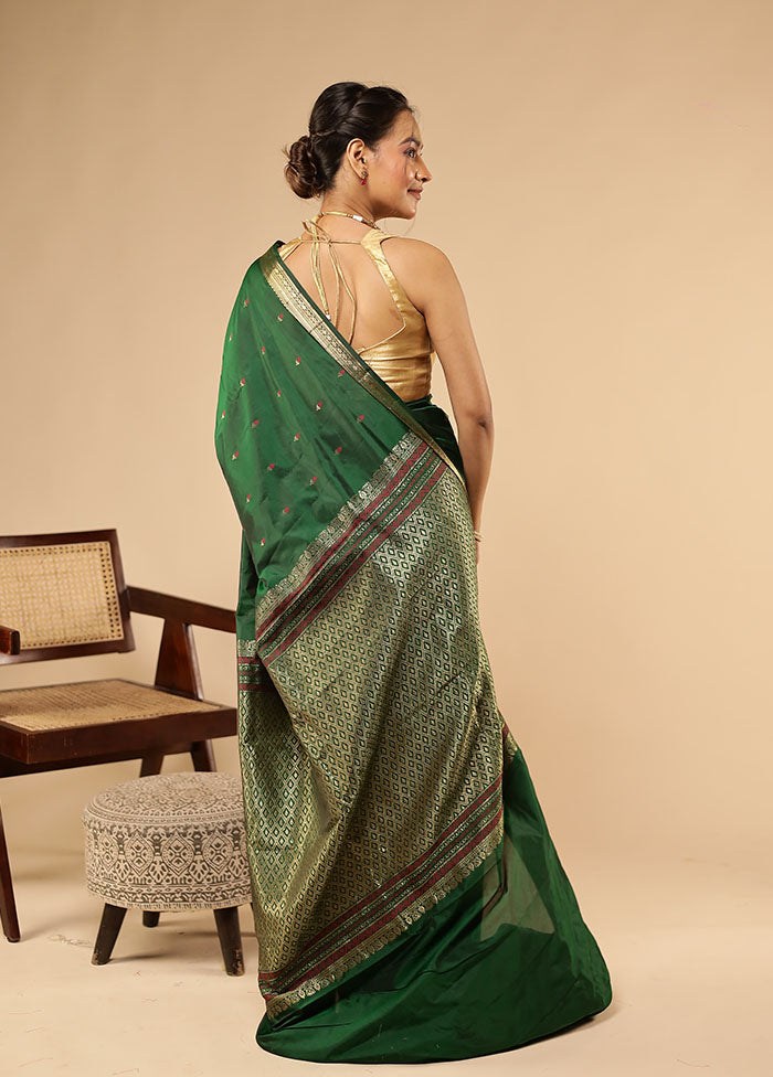 Green Kanjivaram Silk Saree With Blouse Piece