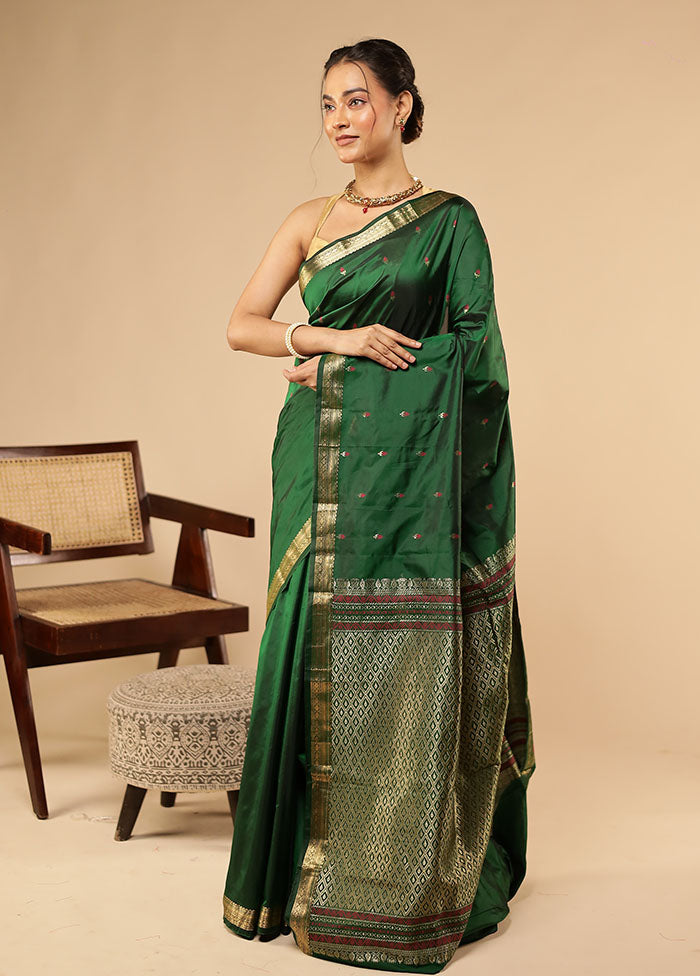 Green Kanjivaram Silk Saree With Blouse Piece