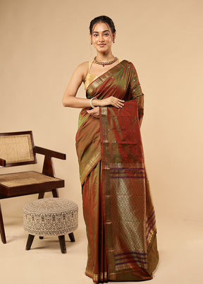 Maroon Kanjivaram Silk Saree With Blouse Piece