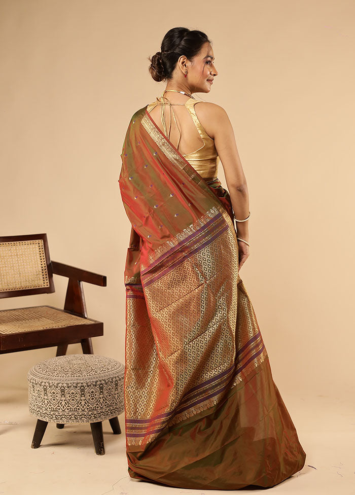 Maroon Kanjivaram Silk Saree With Blouse Piece