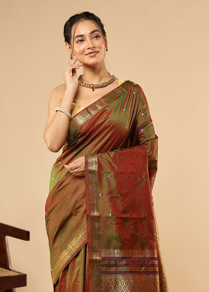 Maroon Kanjivaram Silk Saree With Blouse Piece