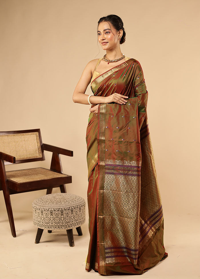 Maroon Kanjivaram Silk Saree With Blouse Piece