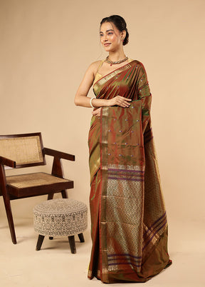 Maroon Kanjivaram Silk Saree With Blouse Piece