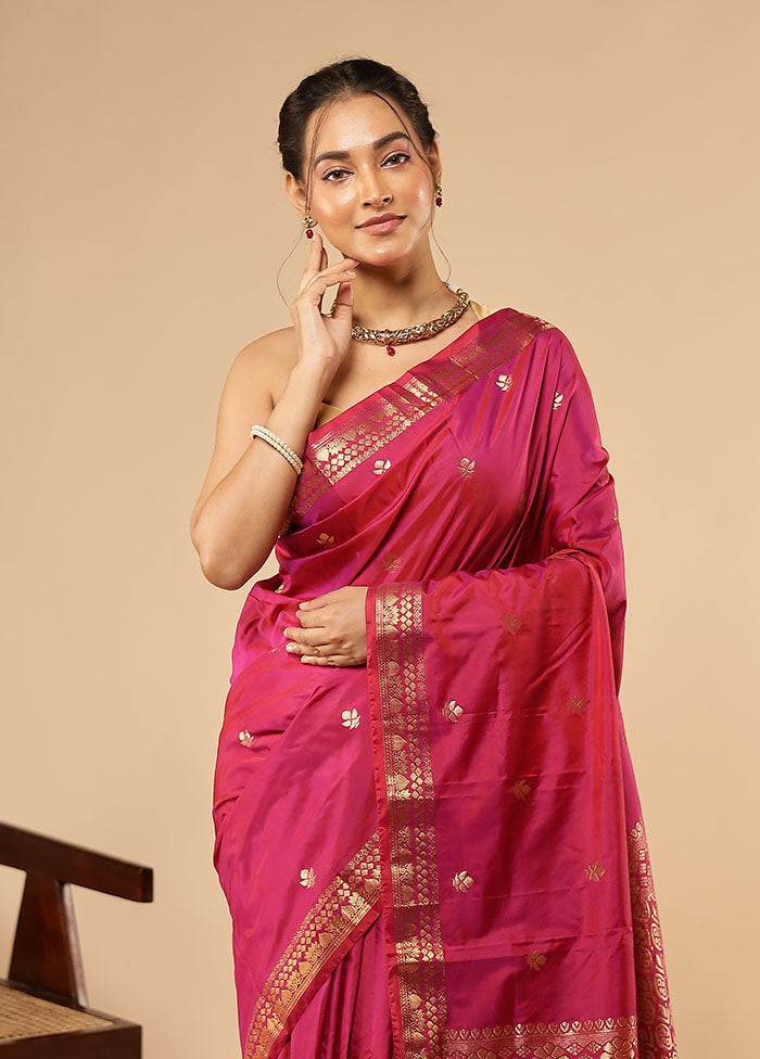 Pink Kanjivaram Silk Saree With Blouse Piece