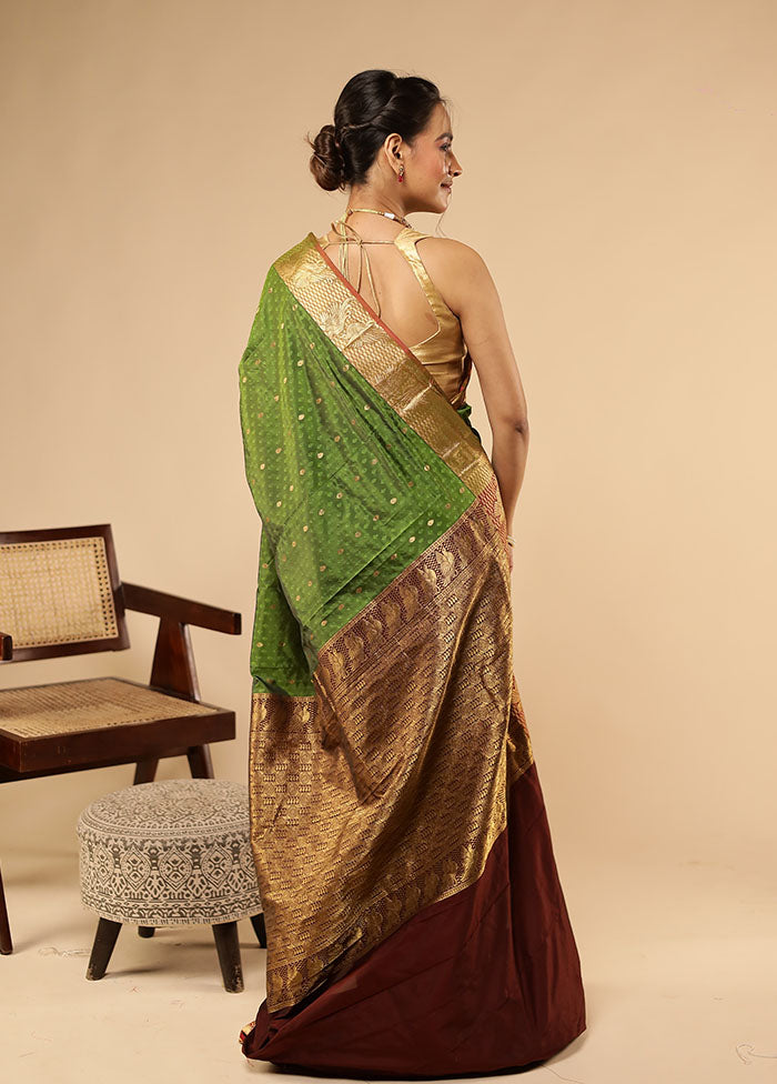 Green Kanjivaram Silk Saree With Blouse Piece